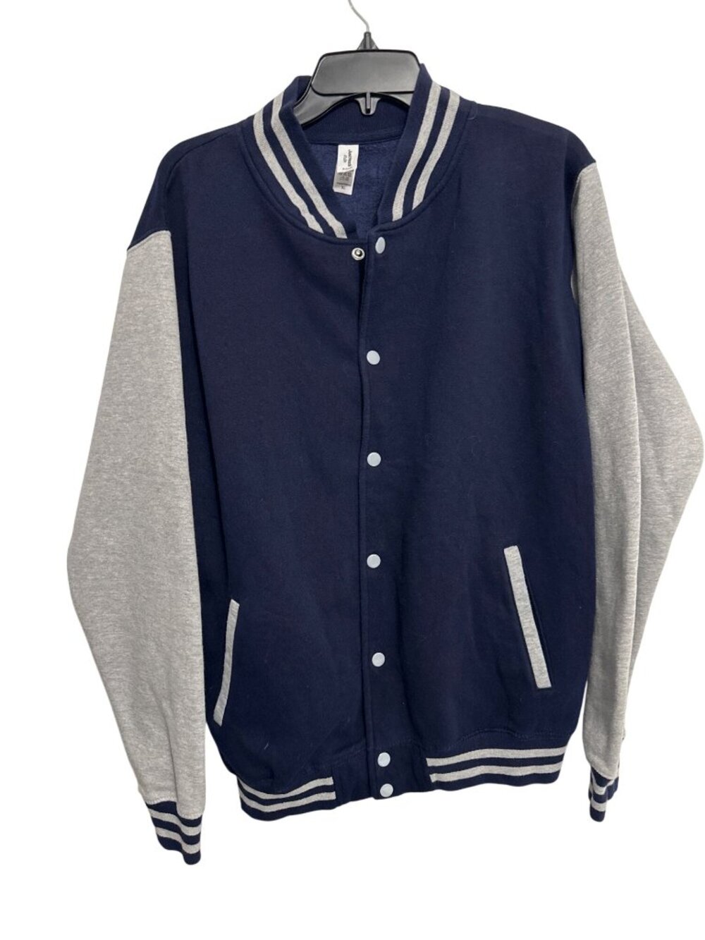 Just Hoods By AWDis Varsity Jacket Navy & Grey XL Cotton Blend